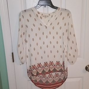 Designed patterned silk dress blouse